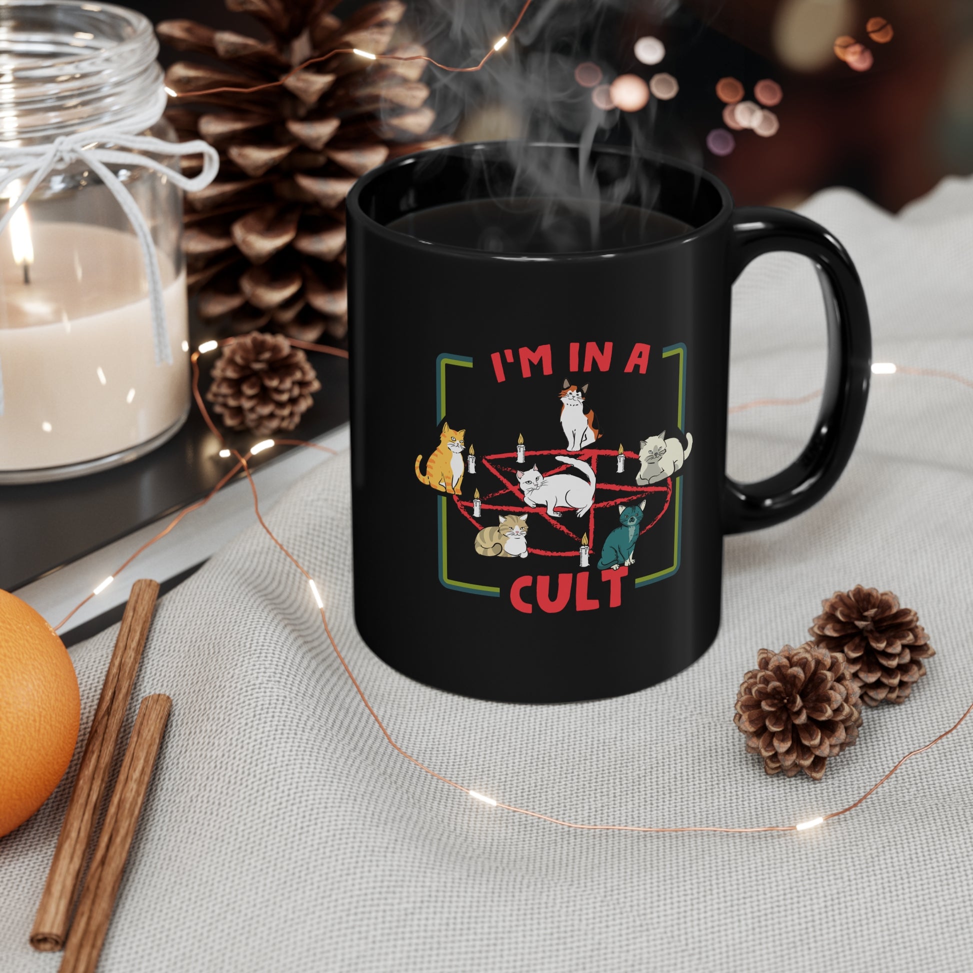 Cat Cult 11oz Black Mug