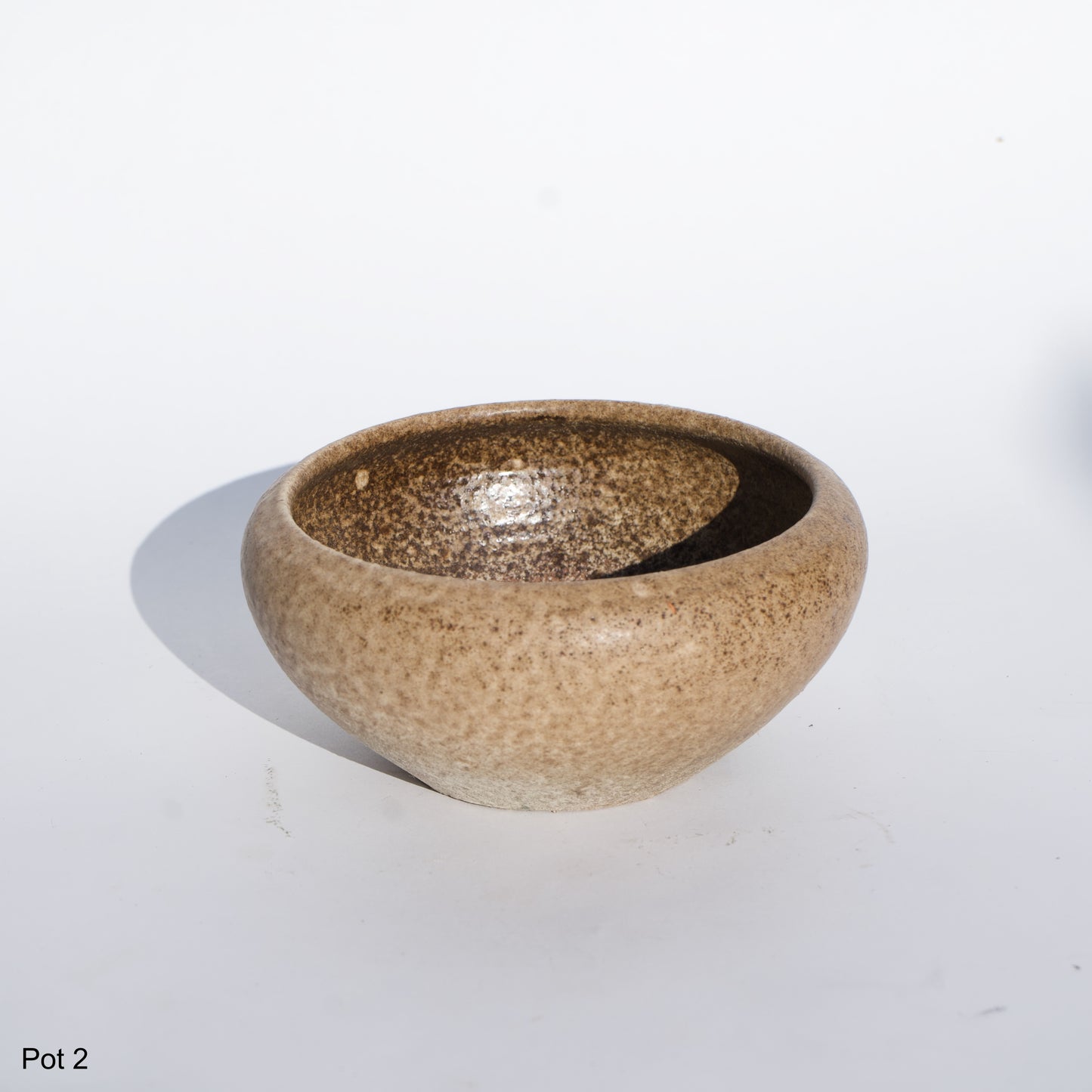 4" Ceramic Brown & Tan Glazed Pot