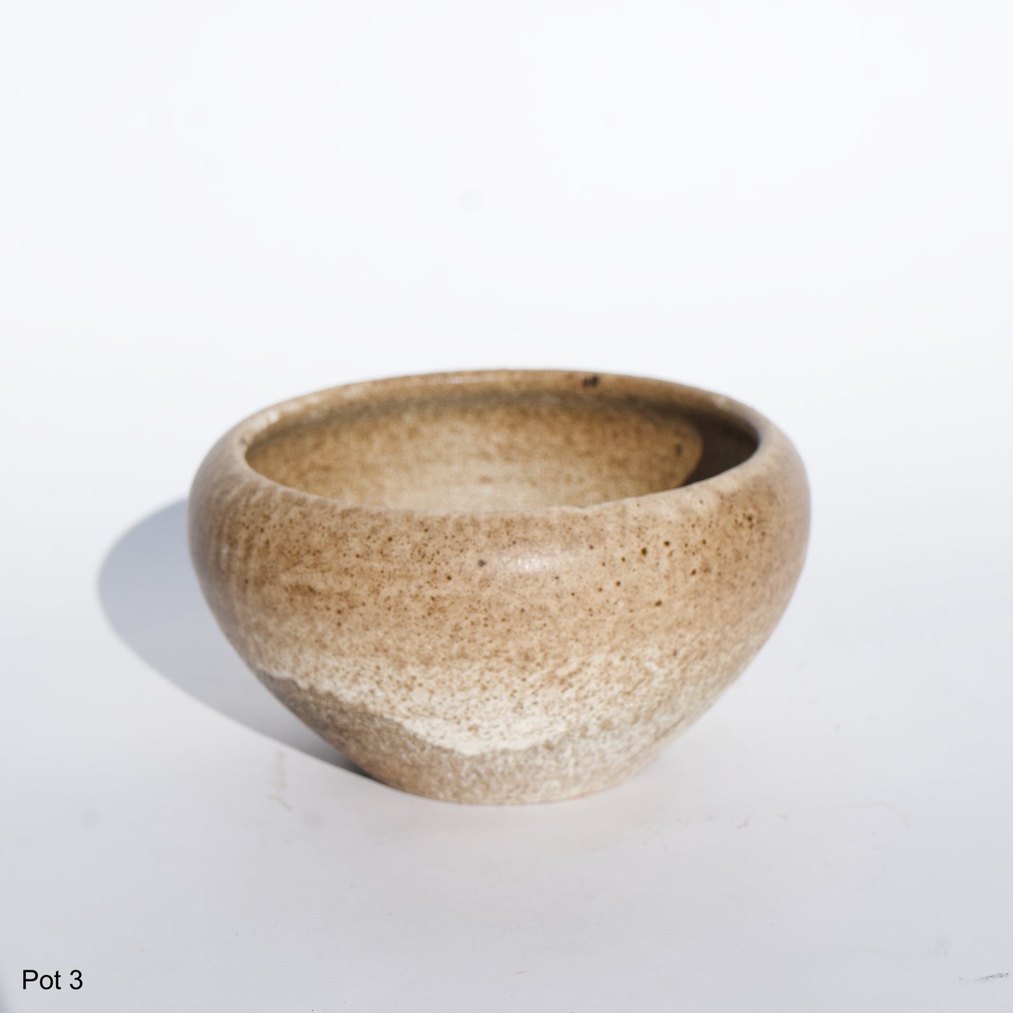 4" Ceramic Brown & Tan Glazed Pot