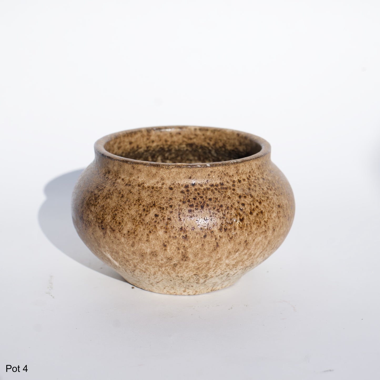 4" Ceramic Brown & Tan Glazed Pot