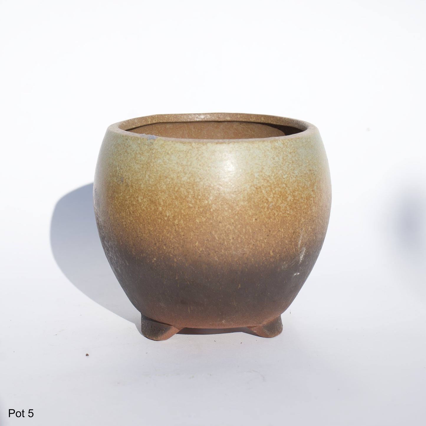 4" Ceramic Brown & Tan Glazed Pot