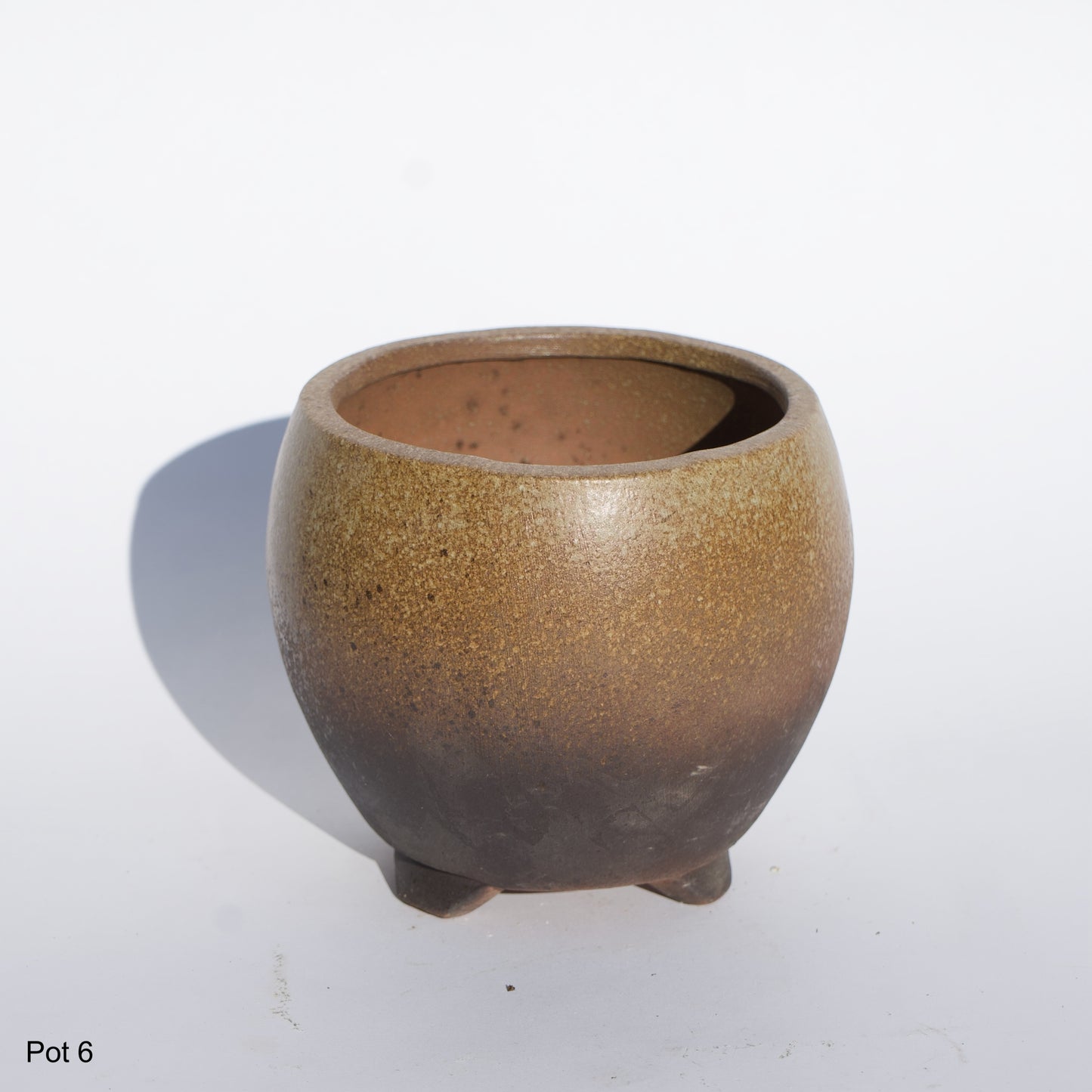 4" Ceramic Brown & Tan Glazed Pot